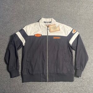 Harley Davidson Vintage Race Jacket Black White Womens Large Colorblock Zip NEW